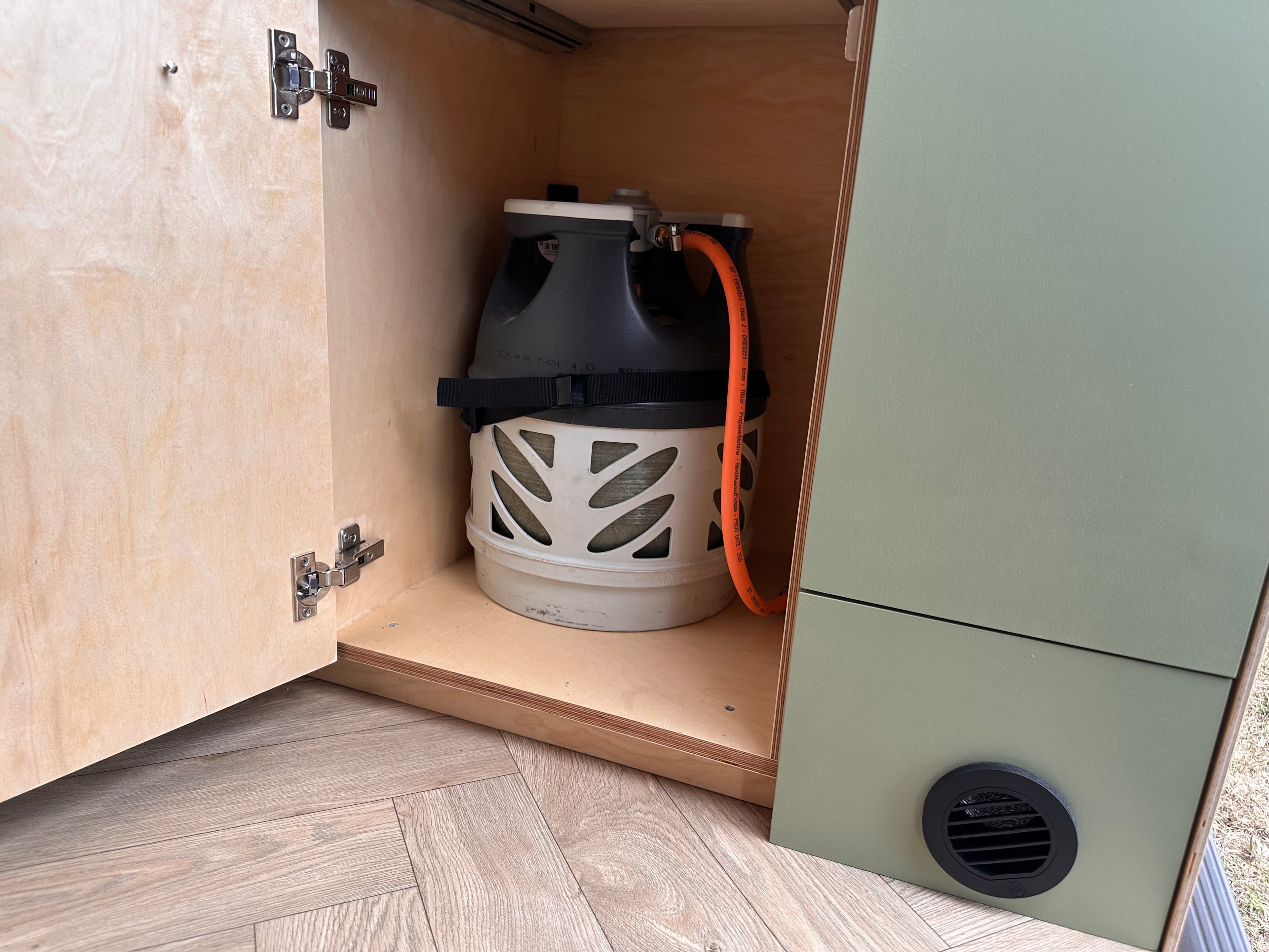 Campervan gas bottle for stove