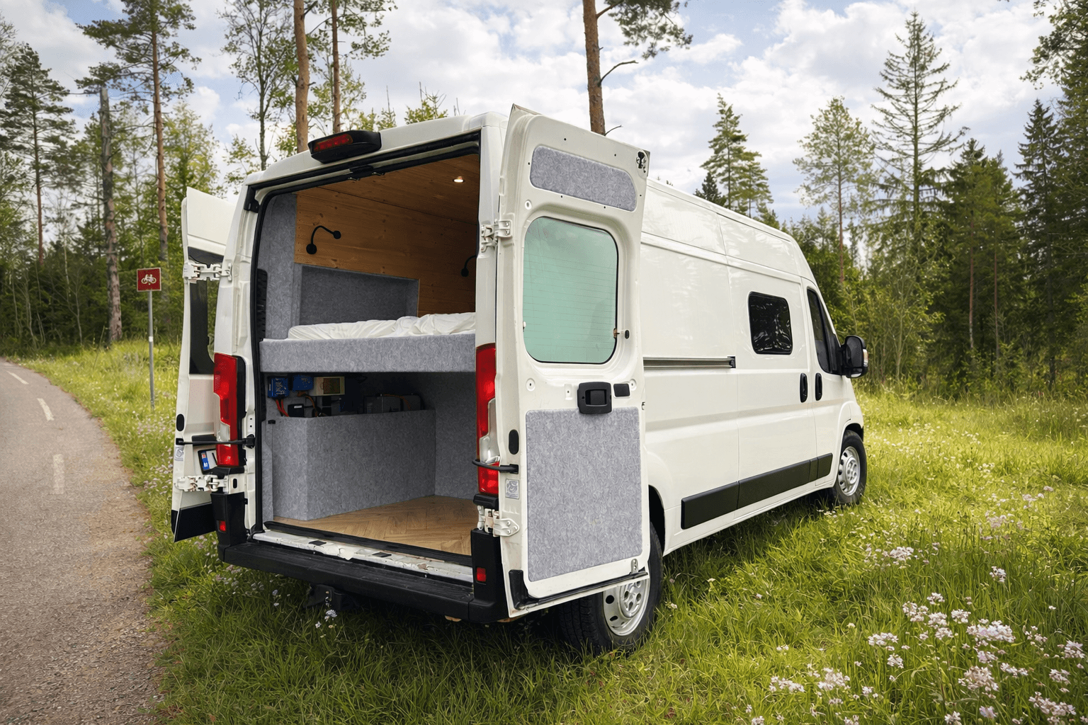 Campervan seen from the rear